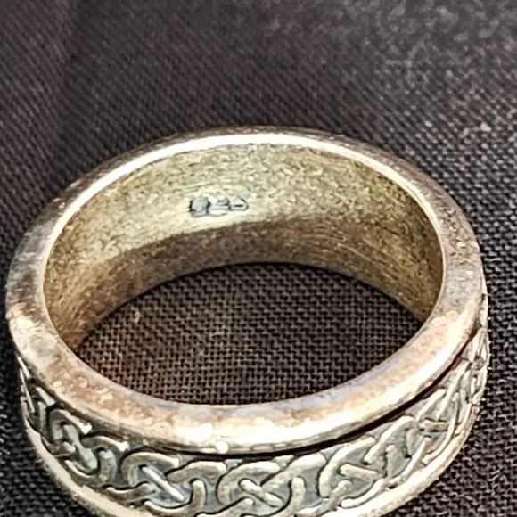 925 Silver Spinner Ring - Celtic Design on Spinner - Size 7 - Picture 5 of 8